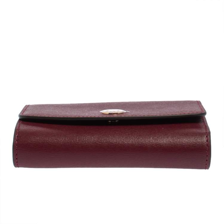 Pre Owned Tory Burch Burgundy Leather Robinson Wallet