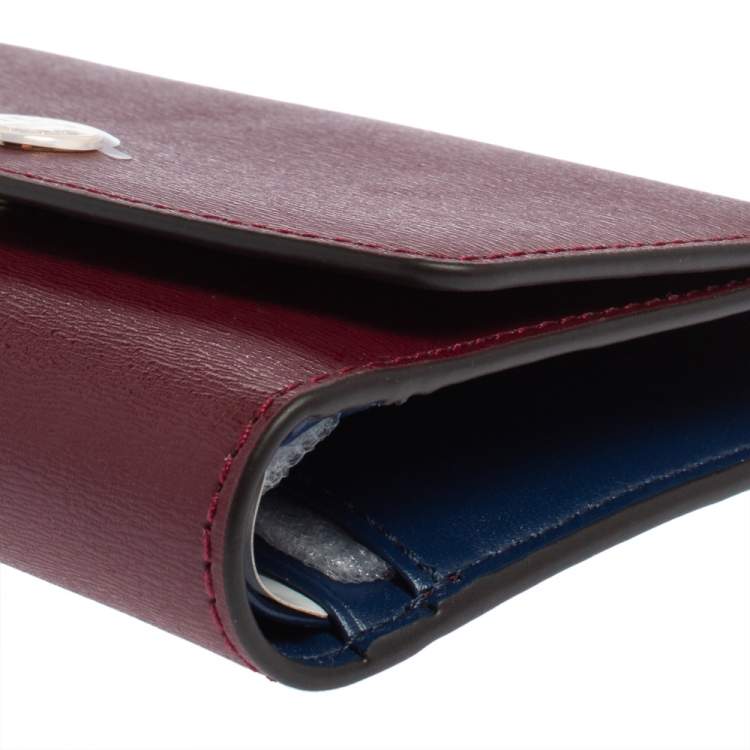 Pre Owned Tory Burch Burgundy Leather Robinson Wallet