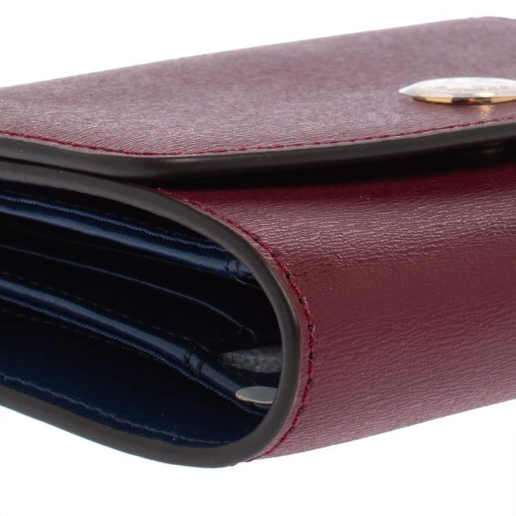 Pre Owned Tory Burch Burgundy Leather Robinson Wallet