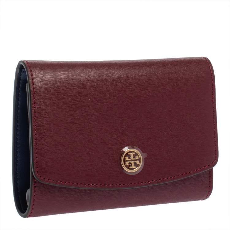 Pre Owned Tory Burch Burgundy Leather Robinson Wallet