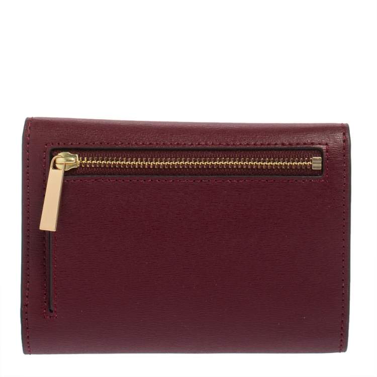 Pre Owned Tory Burch Burgundy Leather Robinson Wallet