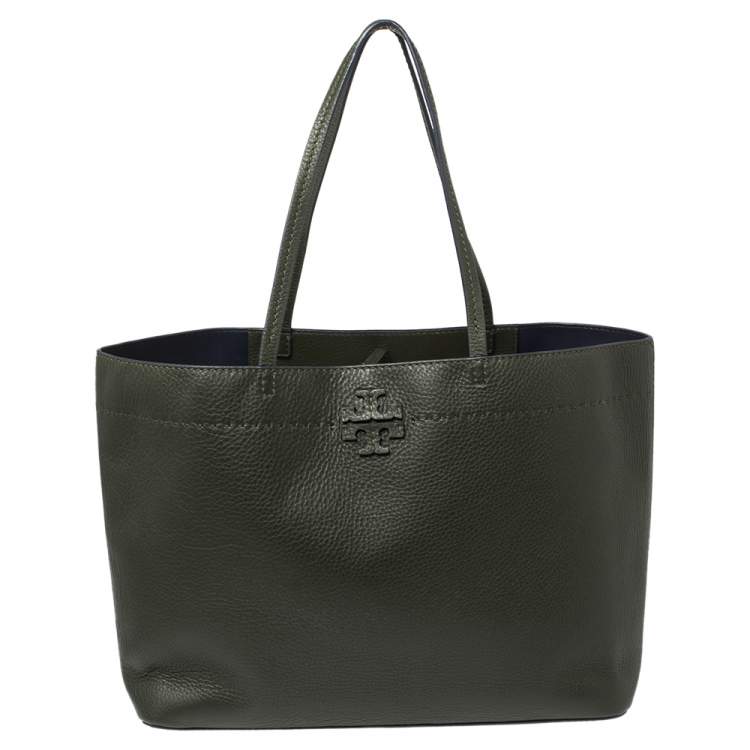 Tory Burch Boxwood Green Grained Leather McGraw Tote Tory Burch | TLC
