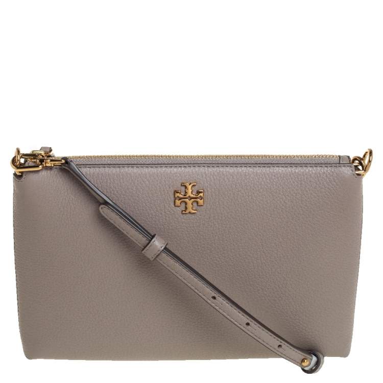 Pebbled leather top zip online crossbody bag tory burch