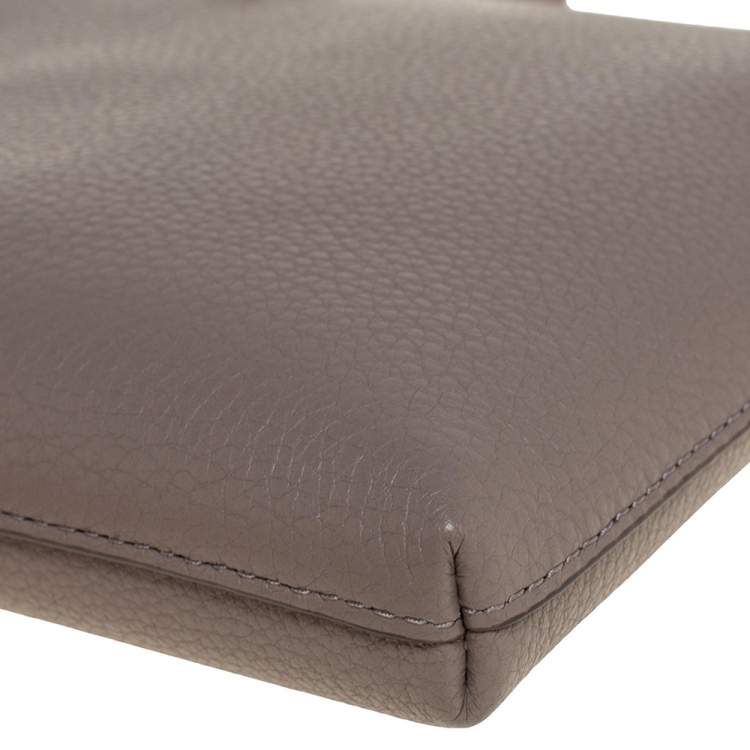 Pre Owned Tory Burch Grey Pebbled Leather Kira Top Zip Crossbody Bag