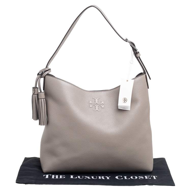 Pre Owned Tory Burch Grey Leather Thea Hobo