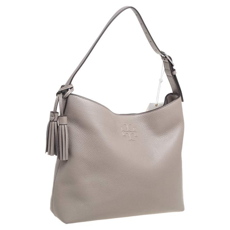 Pre Owned Tory Burch Grey Leather Thea Hobo