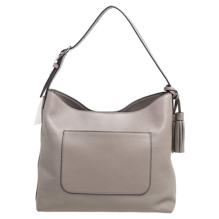 Pre Owned Tory Burch Grey Leather Thea Hobo
