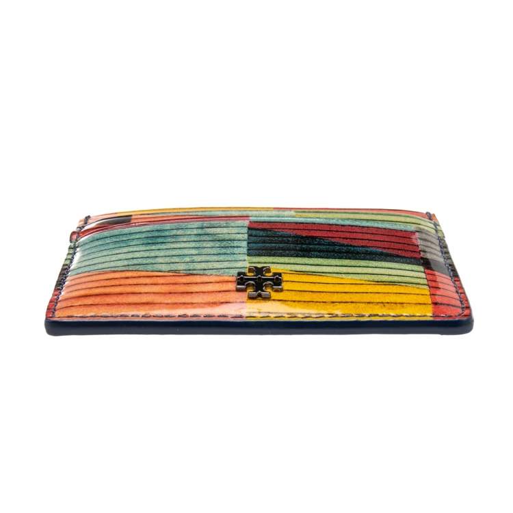 Pre Owned Tory Burch Multicolor Patent Leather Robinson Card Holder