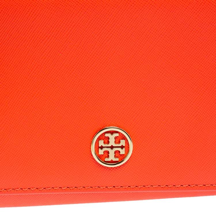 Pre Owned Tory Burch Red Leather Robinson Wallet On Chain