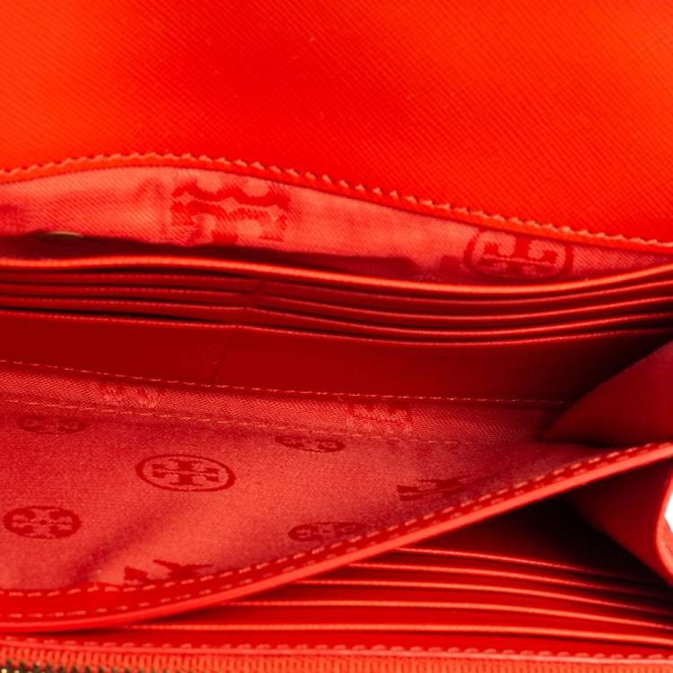 Pre Owned Tory Burch Red Leather Robinson Wallet On Chain