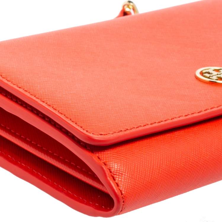 Pre Owned Tory Burch Red Leather Robinson Wallet On Chain