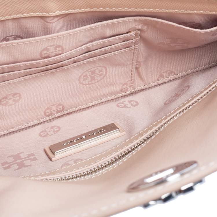 Pre Owned Tory Burch Beige Saffiano Leather Diana Clutch