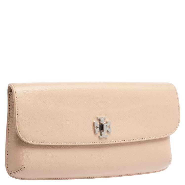 Pre Owned Tory Burch Beige Saffiano Leather Diana Clutch