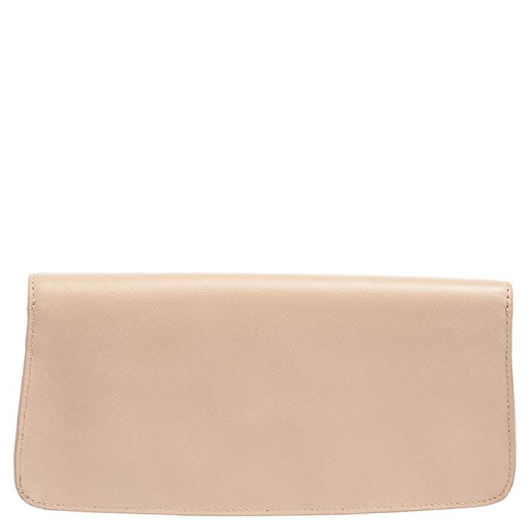Pre Owned Tory Burch Beige Saffiano Leather Diana Clutch