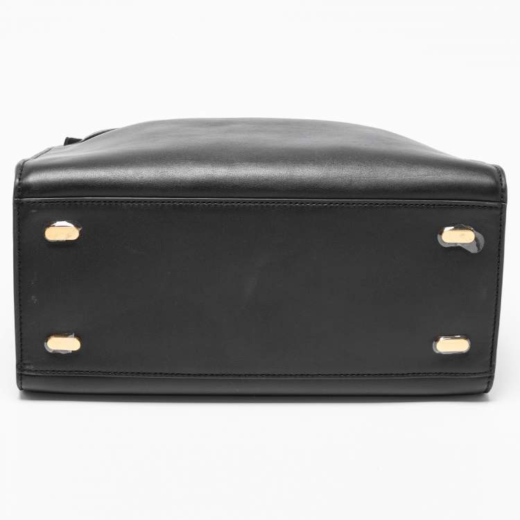 Pre Owned Tory Burch Black Leather Lee Radziwill Top Handle Bag