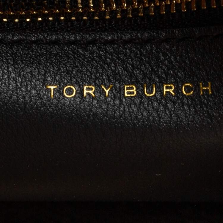 Pre Owned Tory Burch Black Leather Lee Radziwill Top Handle Bag