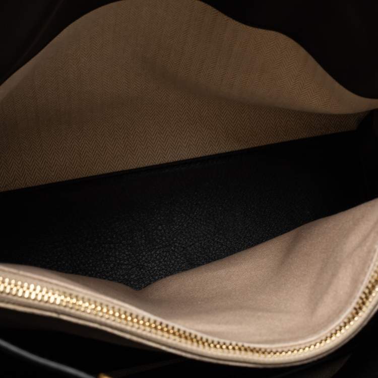 Pre Owned Tory Burch Black Leather Lee Radziwill Top Handle Bag