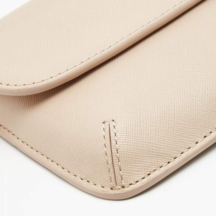 Pre Owned Tory Burch Beige Saffiano Leather Diana Clutch