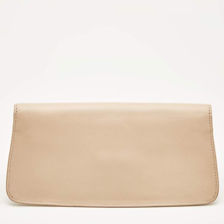 Pre Owned Tory Burch Beige Saffiano Leather Diana Clutch