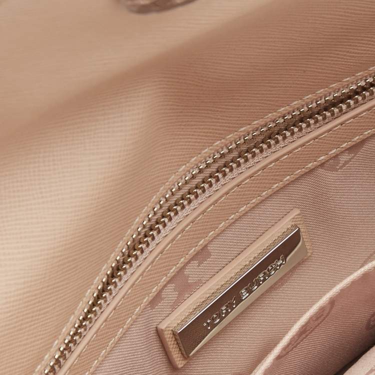 Pre Owned Tory Burch Beige Saffiano Leather Diana Clutch