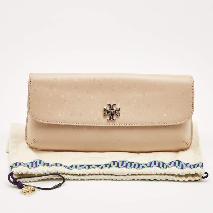 Pre Owned Tory Burch Beige Saffiano Leather Diana Clutch