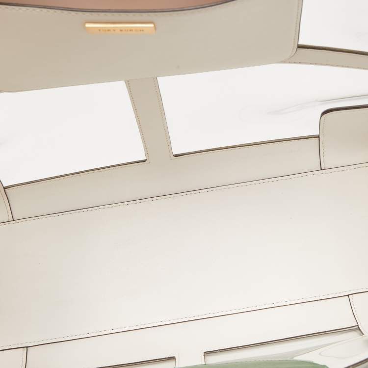 Pre Owned Tory Burch Multicolor/Clear PVC and Faux Leather Quadrant Ella Tote