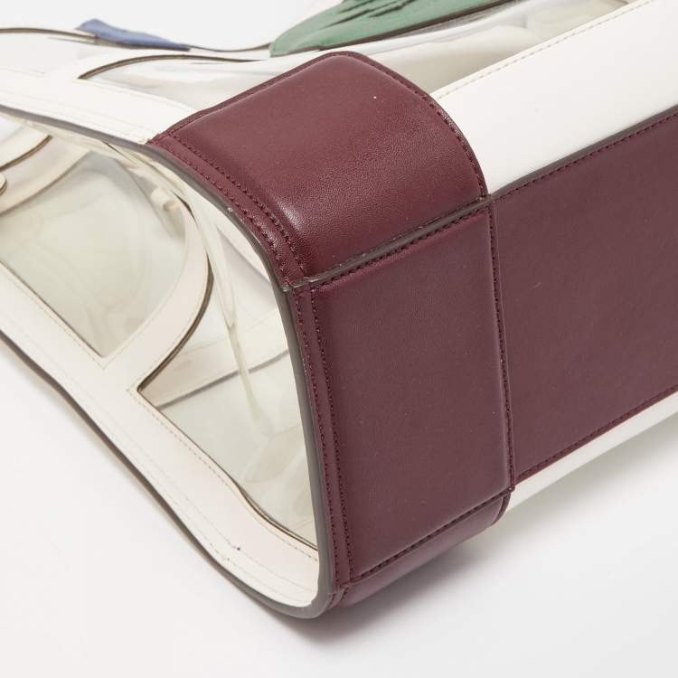 Pre Owned Tory Burch Multicolor/Clear PVC and Faux Leather Quadrant Ella Tote