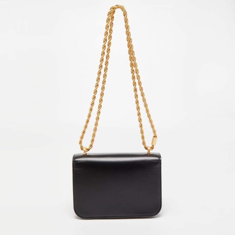 Pre Owned Tory Burch Black Leather Small Convertible Eleanor Shoulder Bag 