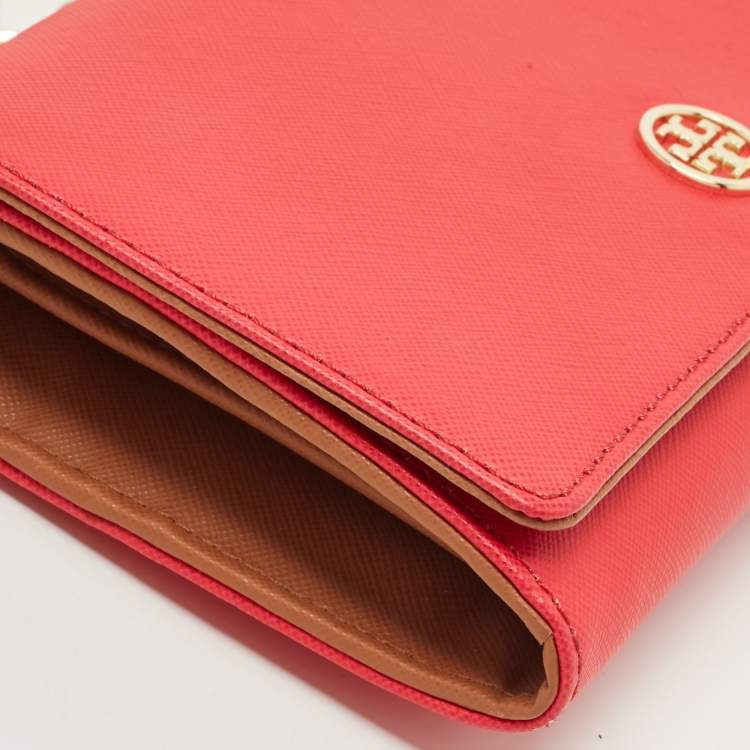 Pre Owned Tory Burch Red Leather Robinson Chain Clutch Bag