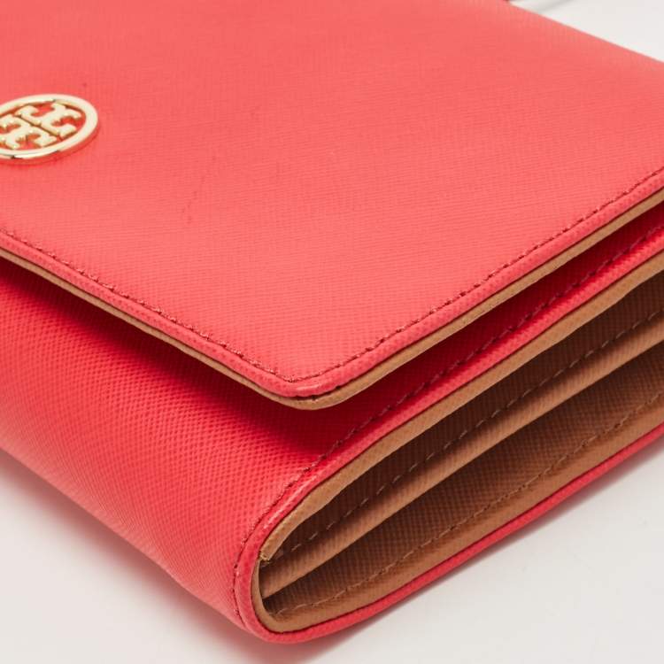 Pre Owned Tory Burch Red Leather Robinson Chain Clutch Bag