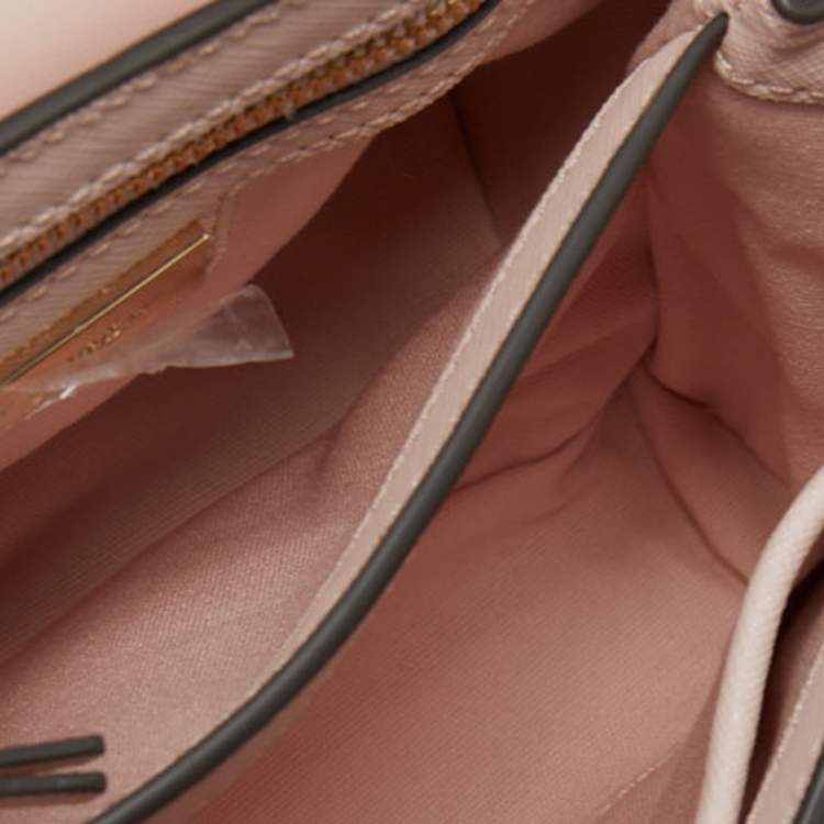 Pre Owned Tory Burch Pink Saffiano Leather Small Robinson Top Handle Bag