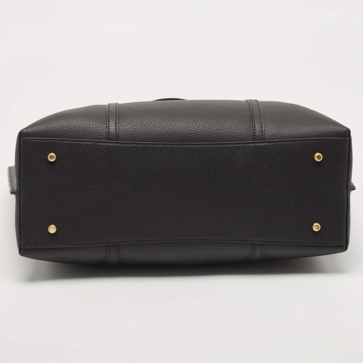 Pre Owned Tory Burch Black/Beige Leather Perry Tote