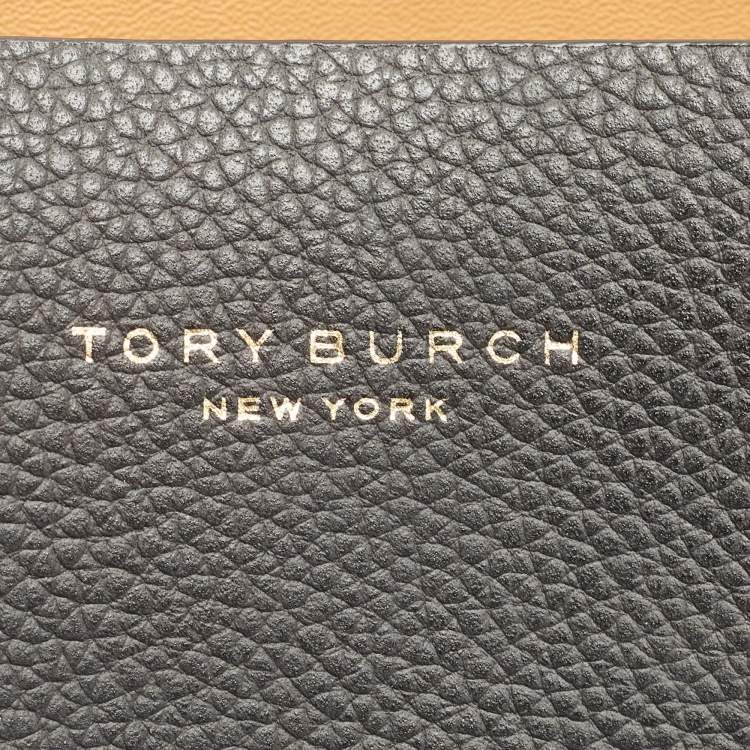 Pre Owned Tory Burch Black/Beige Leather Perry Tote