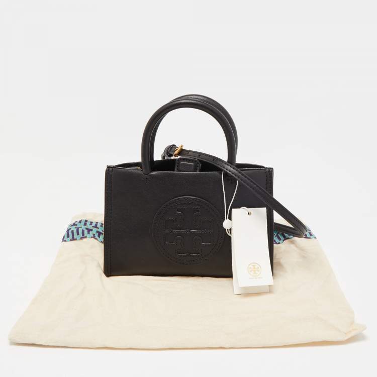 Pre Owned Tory Burch Black Leather Mini Ella Bio Tote