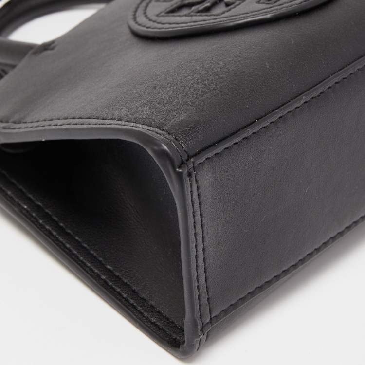 Pre Owned Tory Burch Black Leather Mini Ella Bio Tote