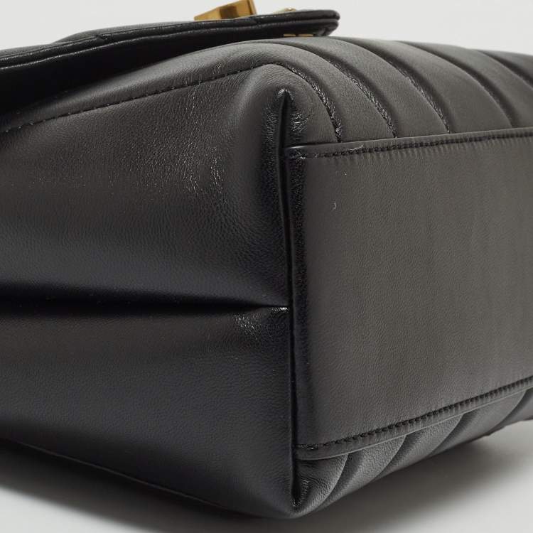 Pre Owned Tory Burch Black Quilted Small Leather Kira Top Handle Bag