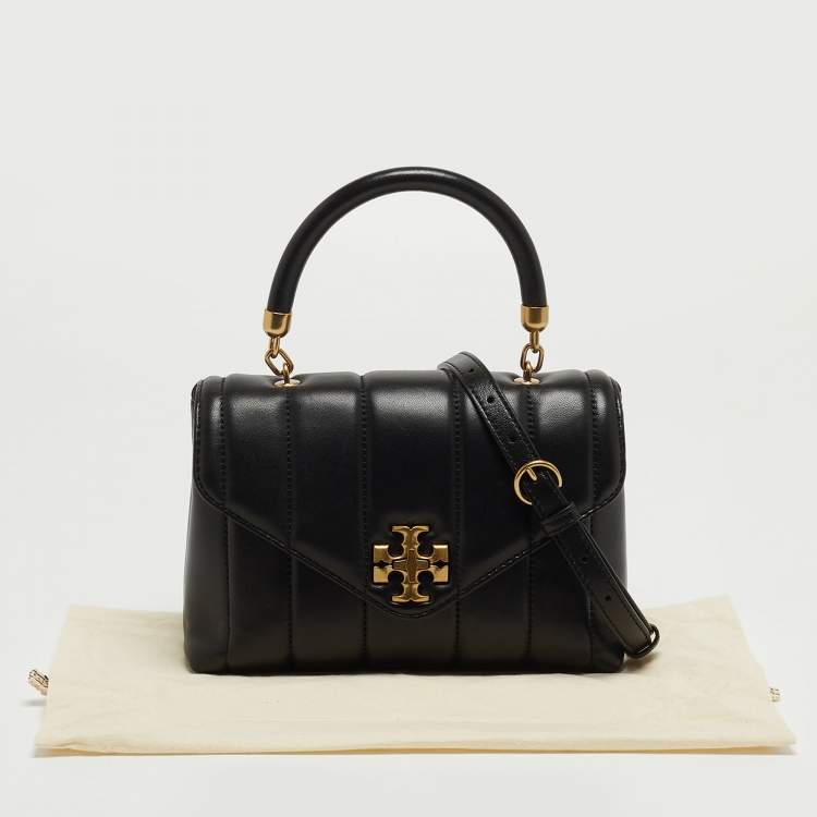 Pre Owned Tory Burch Black Quilted Small Leather Kira Top Handle Bag