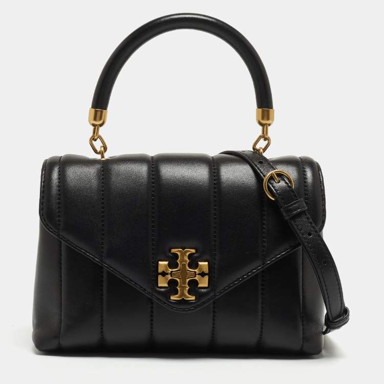 Pre Owned Tory Burch Black Quilted Small Leather Kira Top Handle Bag