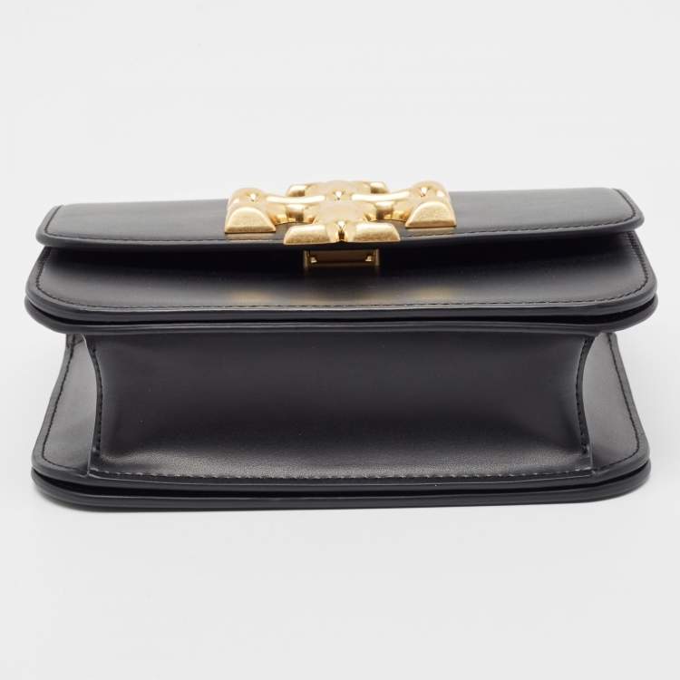 Pre Owned Tory Burch Black Leather Small Convertible Eleanor Shoulder Bag 