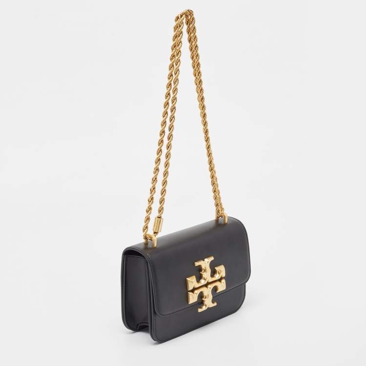 Pre Owned Tory Burch Black Leather Small Convertible Eleanor Shoulder Bag 