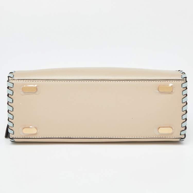 Pre Owned Tory Burch Multicolor Leather and Suede Small Lee Radziwill Whipstitch Lee Radziwill Top Hande Bag