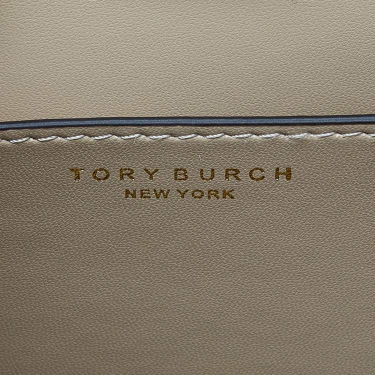 Pre Owned Tory Burch Brown Leather Small Lee Radziwill Top Handle Bag