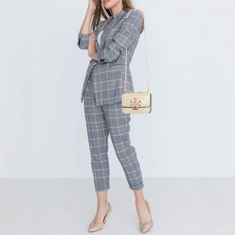 مملوكة مسبقًا Tory Burch Beige Embossed Leather Small Eleanor Crossbody Bag