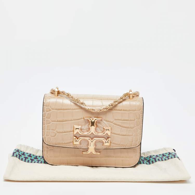 مملوكة مسبقًا Tory Burch Beige Embossed Leather Small Eleanor Crossbody Bag