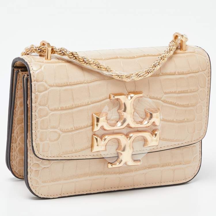 مملوكة مسبقًا Tory Burch Beige Embossed Leather Small Eleanor Crossbody Bag