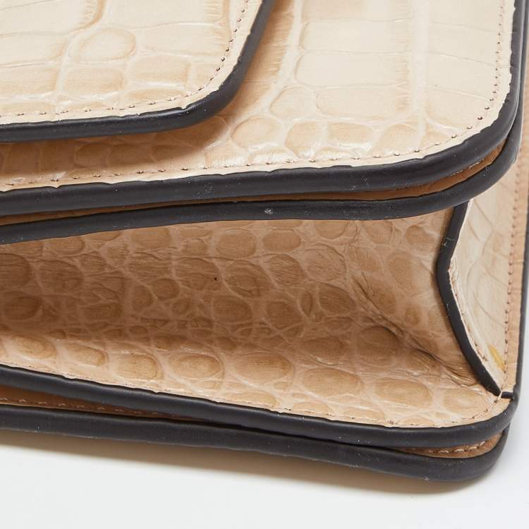 مملوكة مسبقًا Tory Burch Beige Embossed Leather Small Eleanor Crossbody Bag