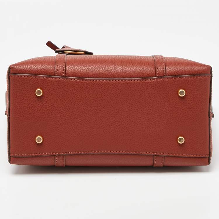 Pre Owned Tory Burch Brown Leather Small Perry Triple-Compartment Tote 