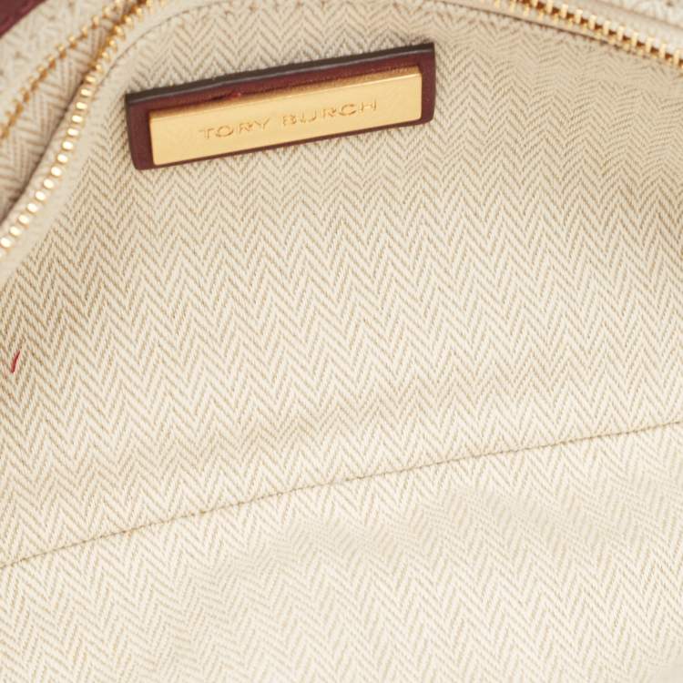 مملوكة مسبقًا Tory Burch Burgundy Leather Miller Clutch