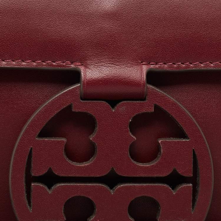 مملوكة مسبقًا Tory Burch Burgundy Leather Miller Clutch