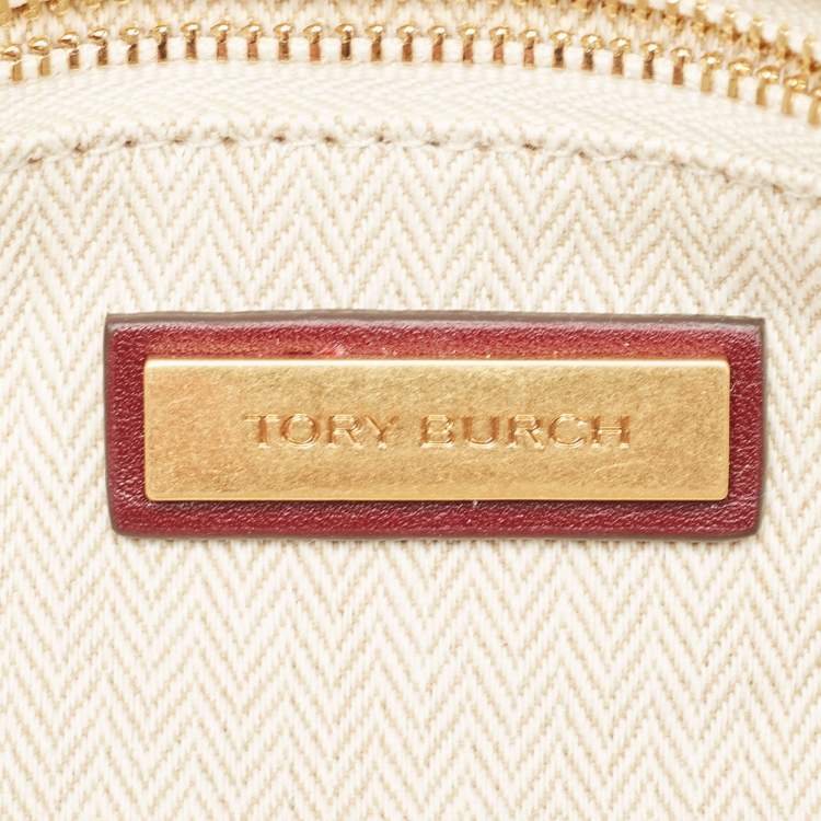 مملوكة مسبقًا Tory Burch Burgundy Leather Miller Clutch
